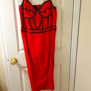 Bettie Page red and black pencil dress US 16